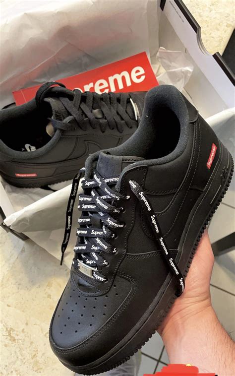 Finally Got Them For Retail Supreme X Nike Air Force 1 Black R Sneakers