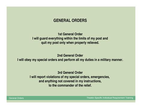 First General Army Orders