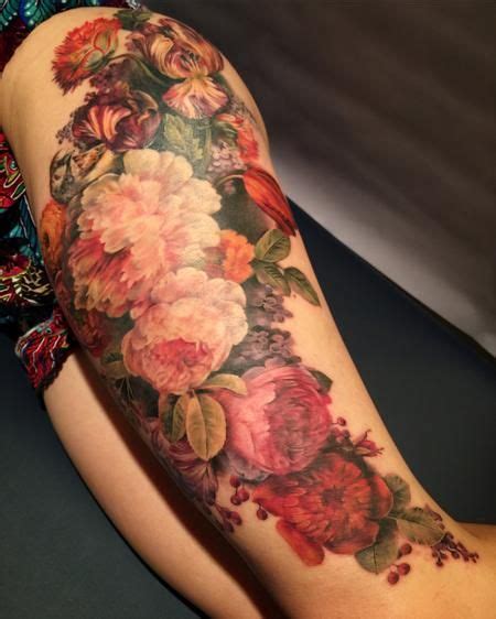 Flower Thigh Tattoo Color Sekretyokotch