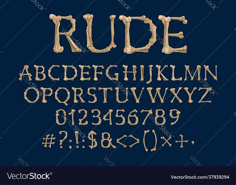 Font With Bone Letters Creepy Type Royalty Free Vector Image