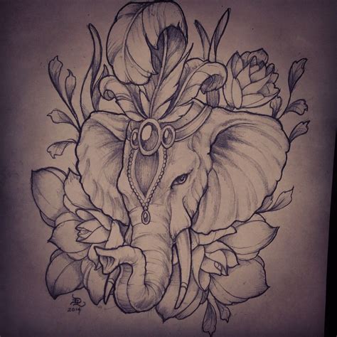 Ganish Elephant Floral Tattoo Elephant Head Tattoo Elephant Tattoos