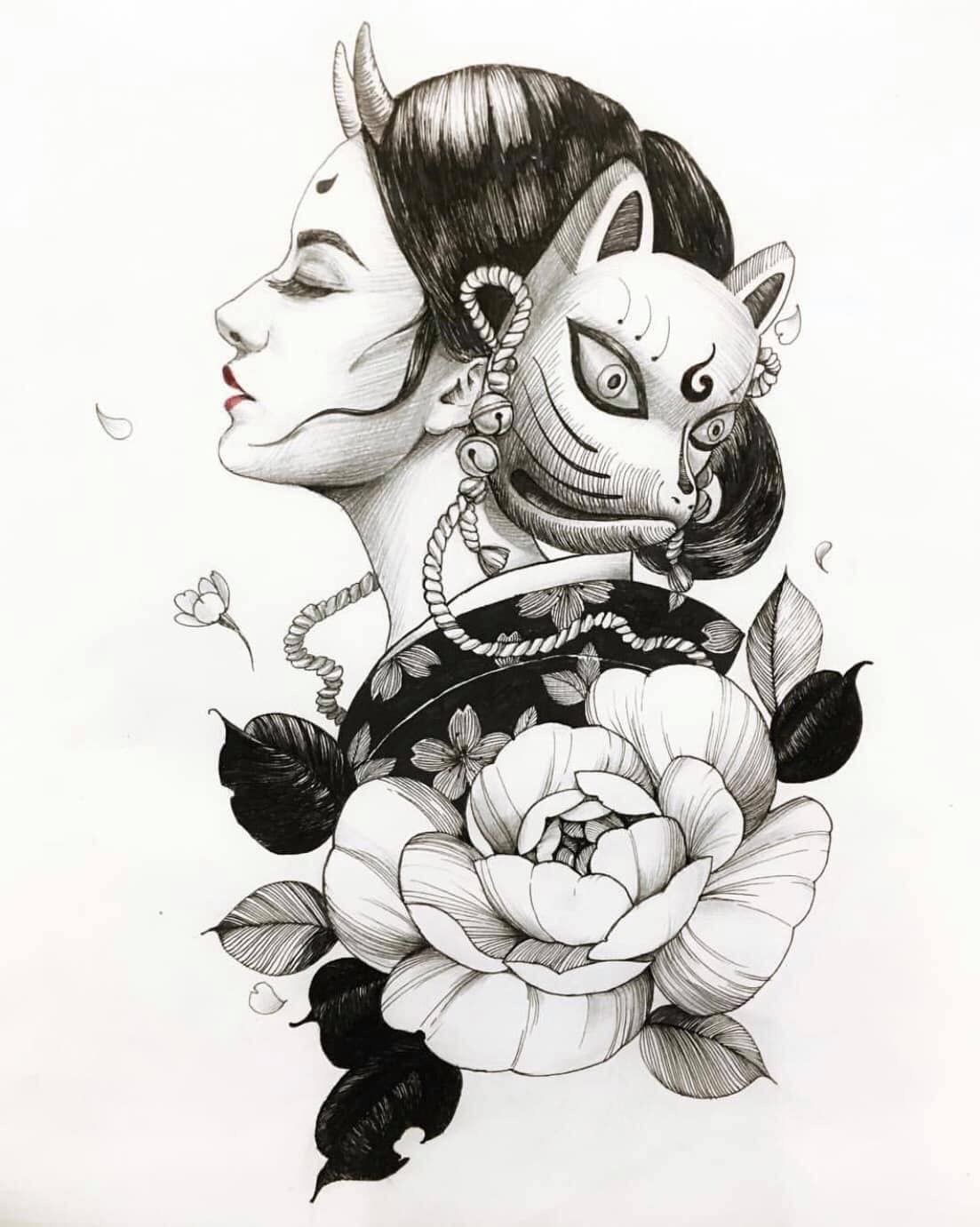 Geisha Tattoo Drawings