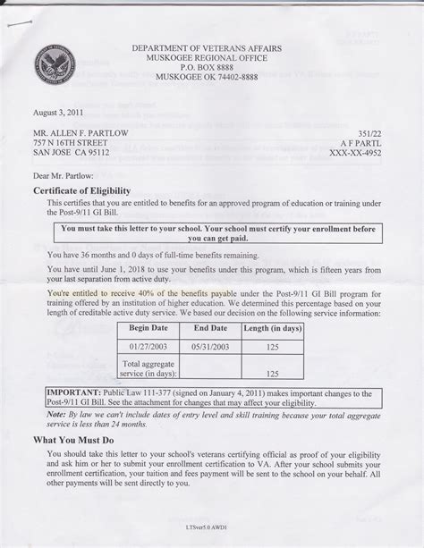 Gi Bill Letter Of Eligibility For Dependent