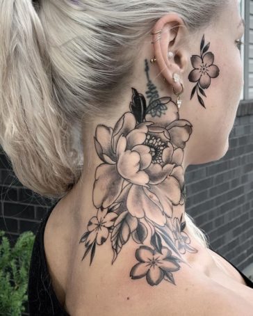 Gorgeous Womens Neck Tattoo Designs