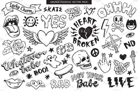 Grunge Graffiti Doodles Vector Pack Tatuaje Grunge Tatuajes Retro