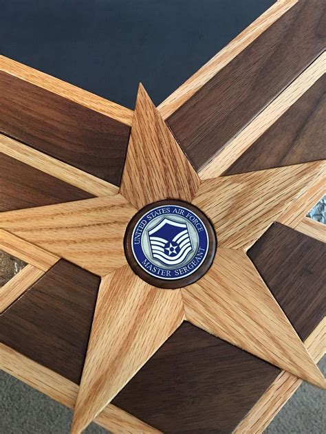 Handcrafted Us Air Force Shadow Box With Rank Chevron Natural Black