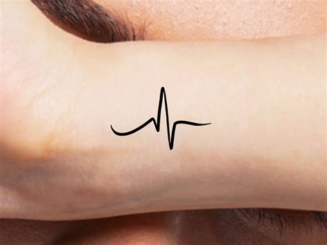 Heartbeat Temporary Tattoo Ekg Tattoo Ecg Tattoo Heart Etsy