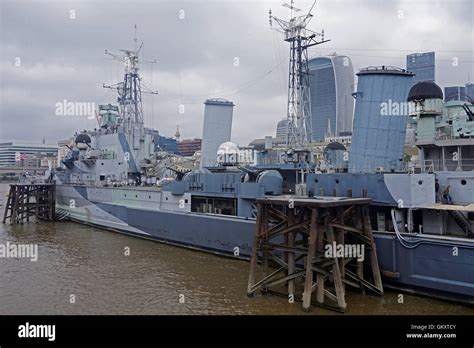 Hms Belfast Royal Navy Ship Museum On The Thames London Stock Photo