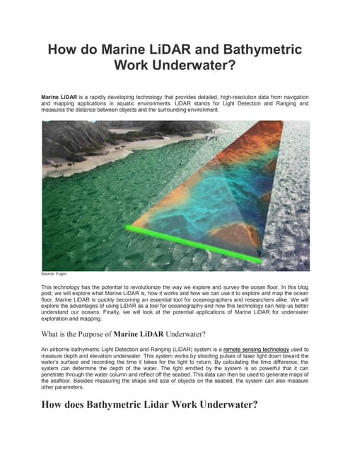 How Do Marine Lidar And Bathymetric Work Underwater Pdf