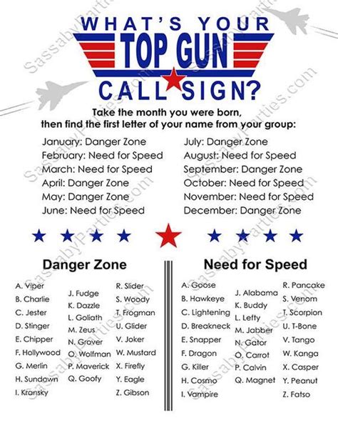 Iconic Top Gun Call Signs