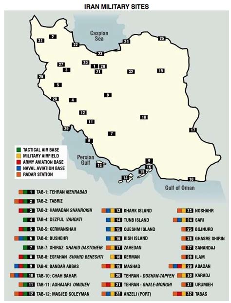 Iran Military Base Locations