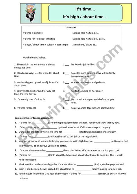 It S Time Or High Time 2 Esl Worksheet By Sandramaisa