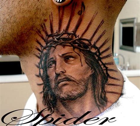 Jesus On Neck Tattoo Art