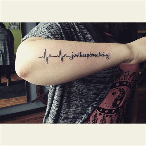 Just Keep Breathing Heartbeat Tattoo Heartbeat Tattoo Design Ekg