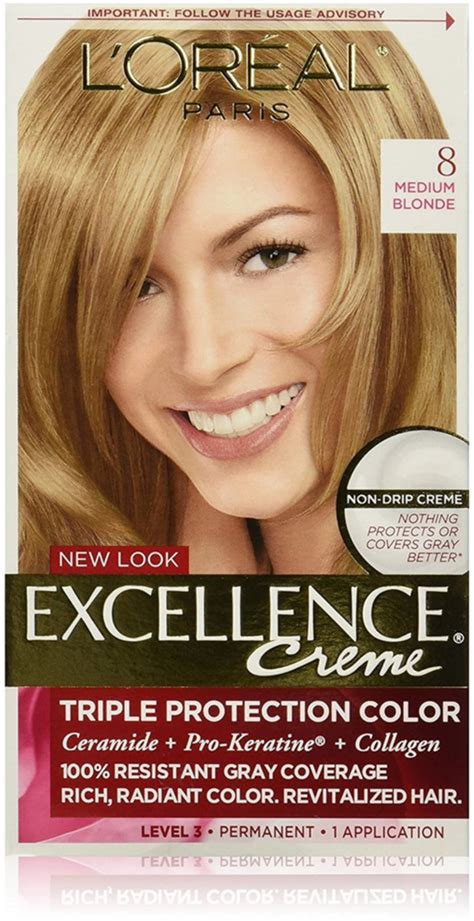 L Amp 39 Oreal Paris Excellence Creme 8 Medium Blonde Level 3 Permanent Hair Color 1 Application