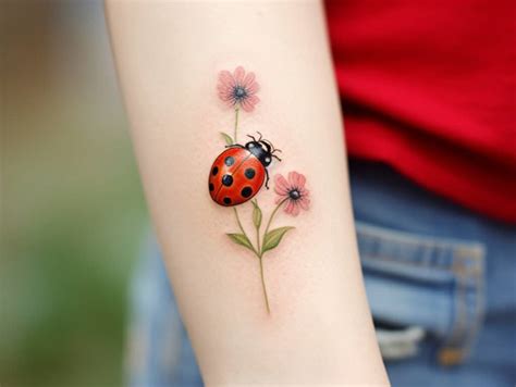 Ladybug With Flower Tattoo Ideas A Symbol Of Beauty And Luck