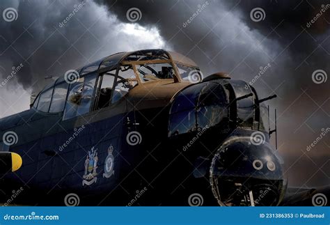 Lancaster Bomber Against Dramatic Sky Editorial Stock Photo Image Of