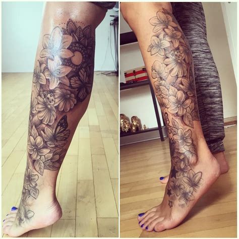 Leg Thy Flower Tattoo Designs