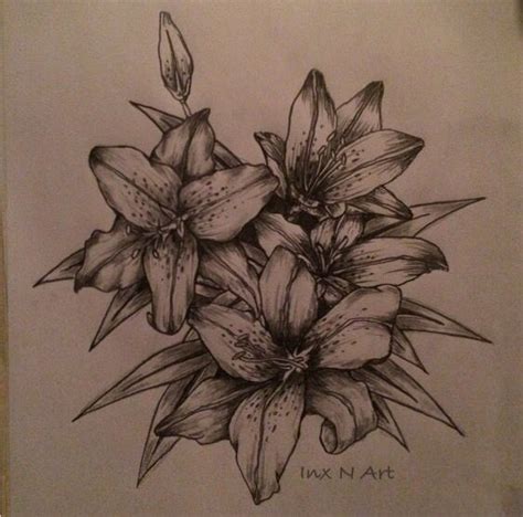 Lillies Tattoo Sketch Art Artwork Drawing By Ranz Drawing