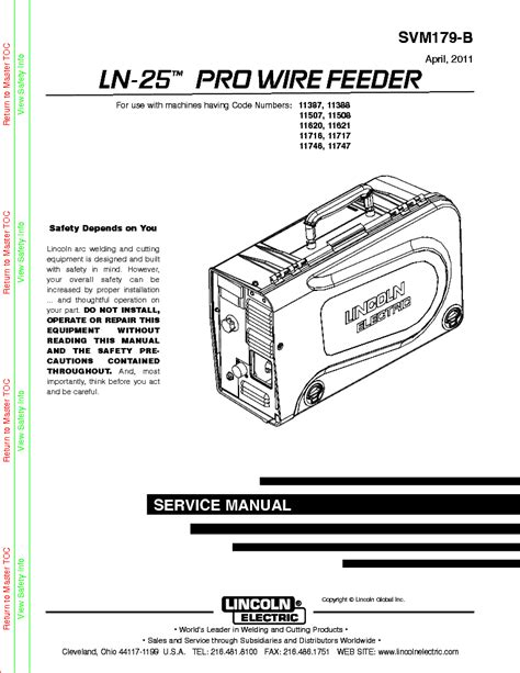 Lincoln Electric Svm179 B Ln 25 Pro Wire Feeder Service Manual Download Schematics Eeprom