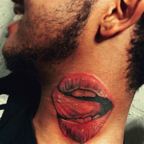 Lips Neck Tattoo Style