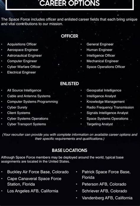 List Of Careers In Space Force From My Recruiter R Spaceforce