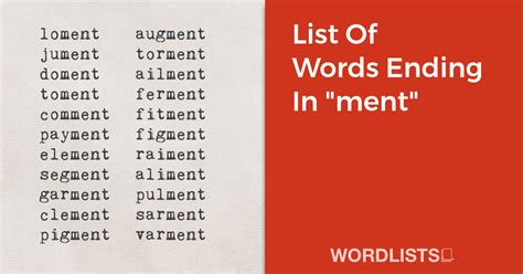 List Of Words Ending In Ment