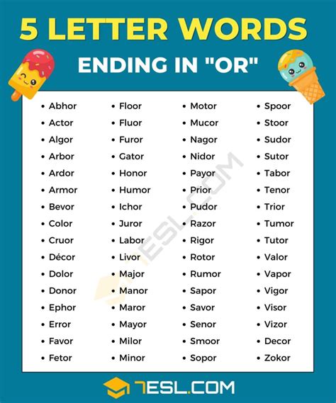 List Of Words Ending In Or