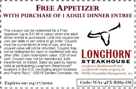 Longhorn Steakhouse Coupon Free Appetizer Frugallydelish Com