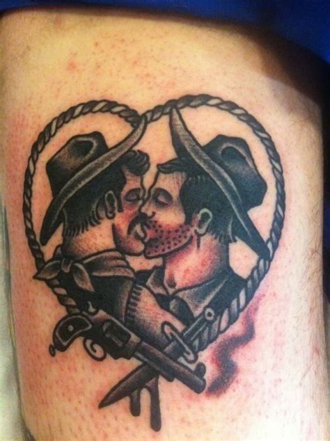 Love These Two Gay Cowboys Entwined With A Rope Heart Black And Grey