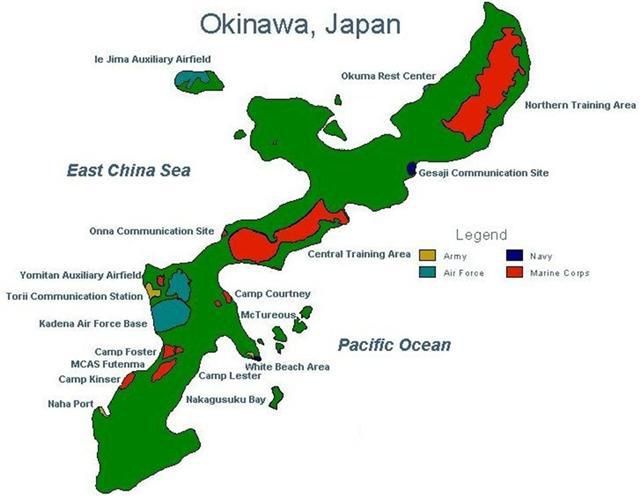 Map Of Okinawa And The Marine Corps And Air Force Bases In Japan