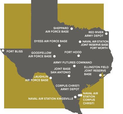 Map Of Texas Military Bases World Map