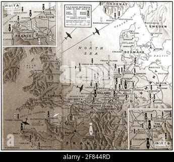 Map Of Uk Showing Wwii Air Defence Sectors And Airfields Stock Photo