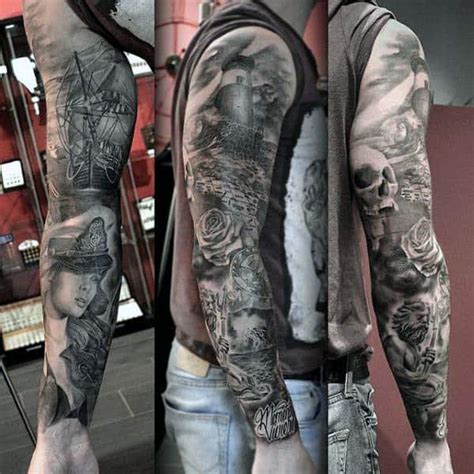 Masculine Nautical Sleeve Male Tattoos Ship Tattoo Sleeves Ocean