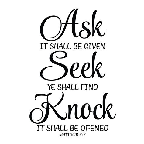 Matthew 7V7 Vinyl Wall Decal 1 Ask And It Will Be Given To You