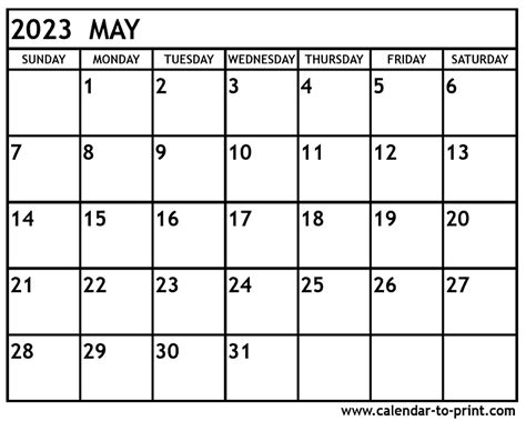 May 2023 Claendar