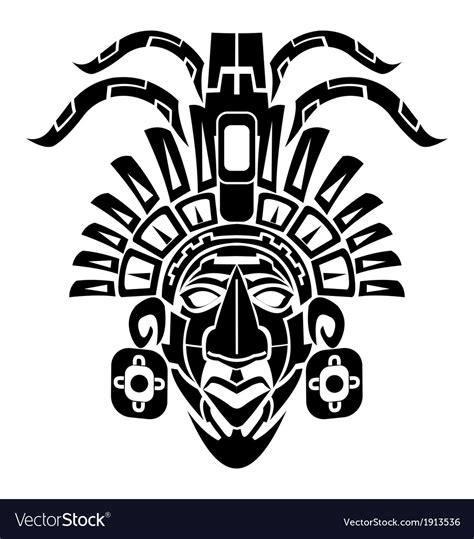 Mayan Mask Tribal Tattoo Royalty Free Vector Image