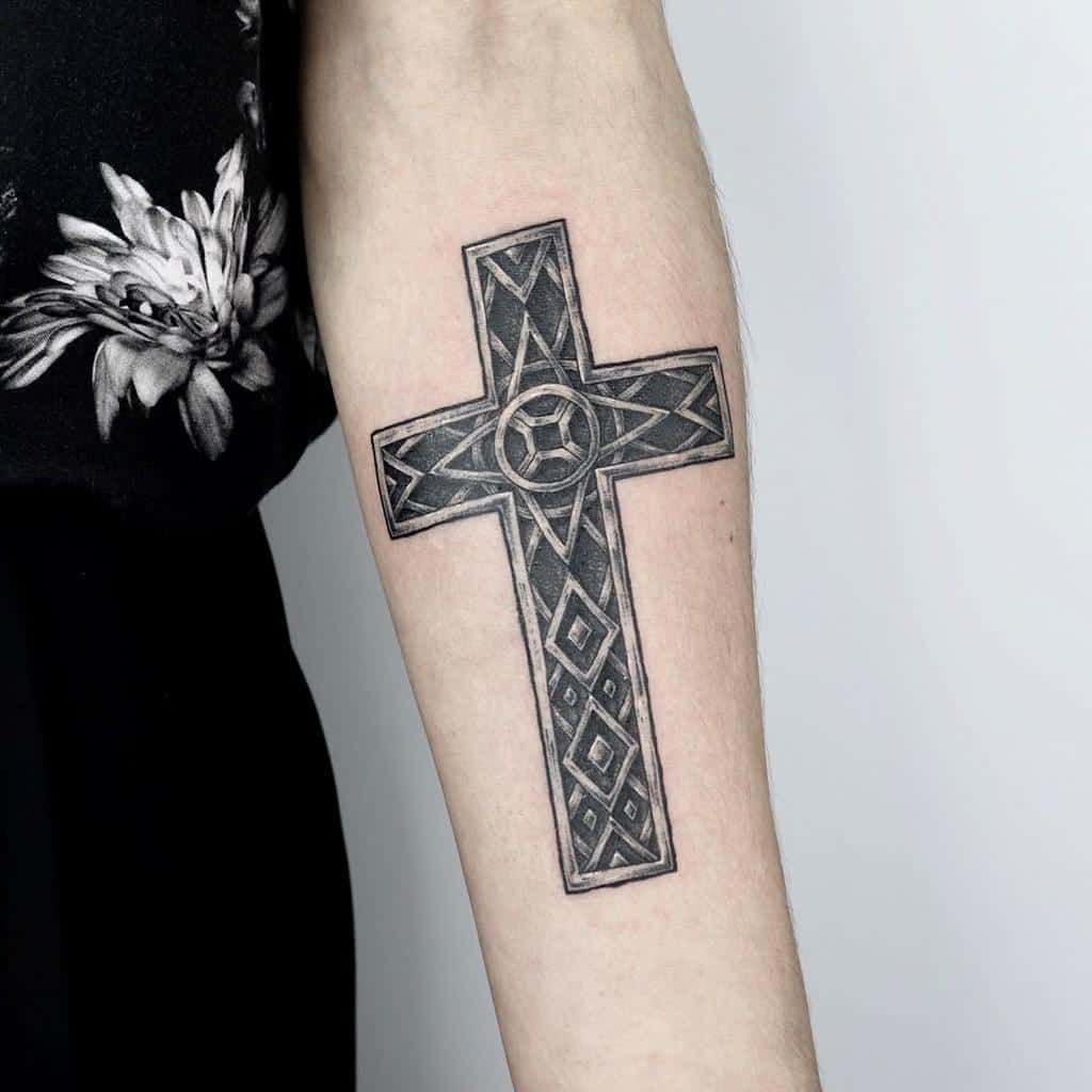 Men Cross Arm Tattoos