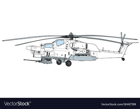 Mi 28 Havoc Military Attack Combat Helicopter Stock Vector