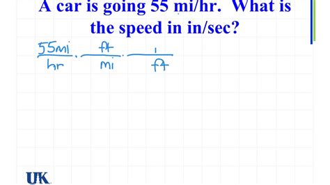 Mi Per Hour To Inches Per Sec Youtube