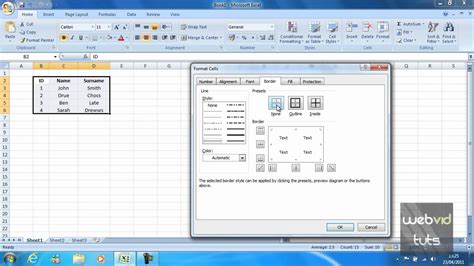 Microsoft Excel Creating Borders Youtube