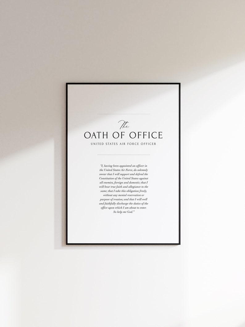 Military Officer Amp 39 S Oath Of Office Air Force Oath Of Etsy