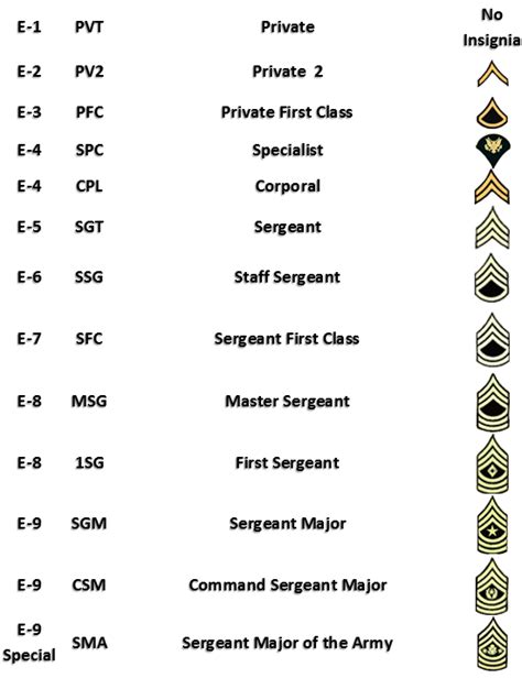 Military Rank Chart All Branches A Visual Reference Of Charts Chart