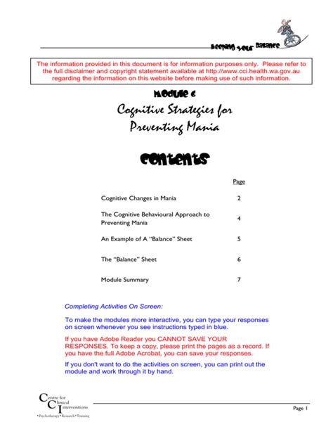 Module 6 Cognitive Strategies For Preventing Mania Module 6 Cognitive