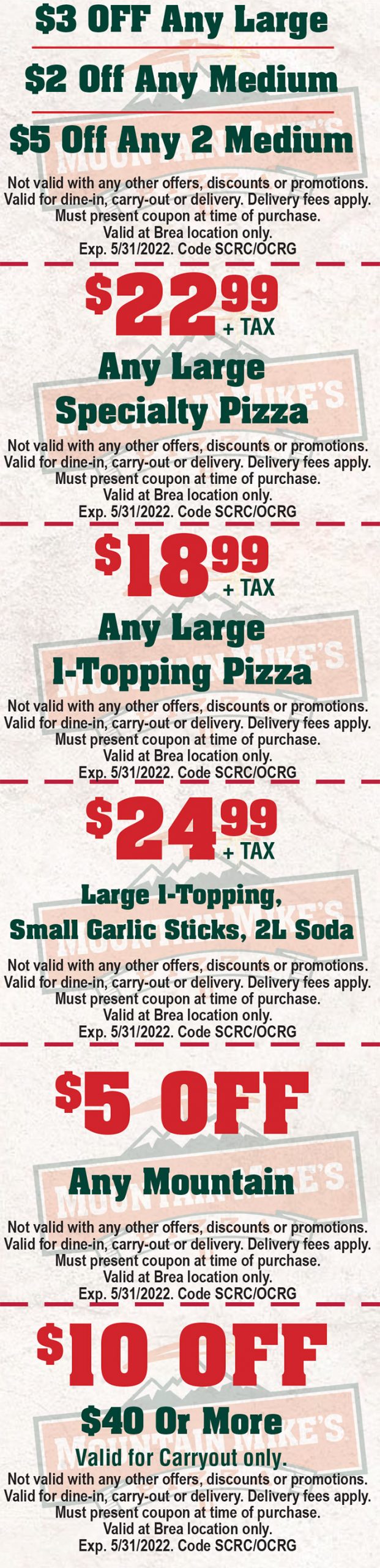 Mountain Mikes Pizza Coupon Code: One Day Only, Get 15% Off All Pizza ...