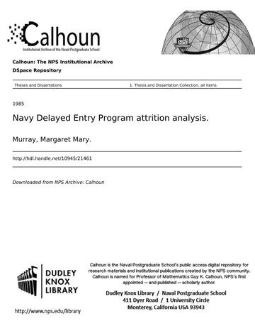 Navy Delayed Entry Program Attrition Analysis Murray Margaret Mary