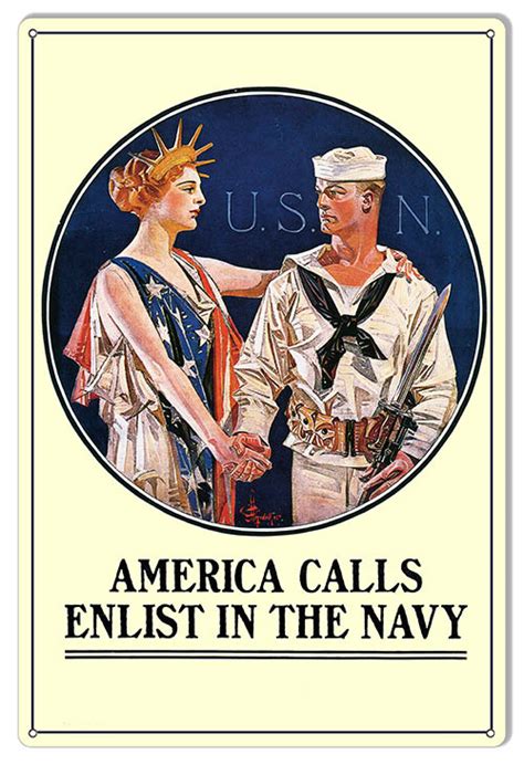 Navy Enlist America Calls Military Reproduction Sign 12X18