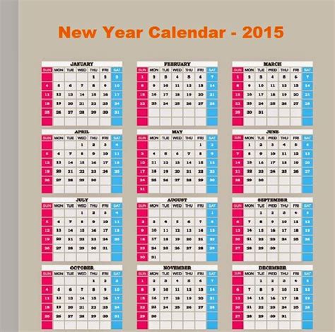 New Year Calendar 2015