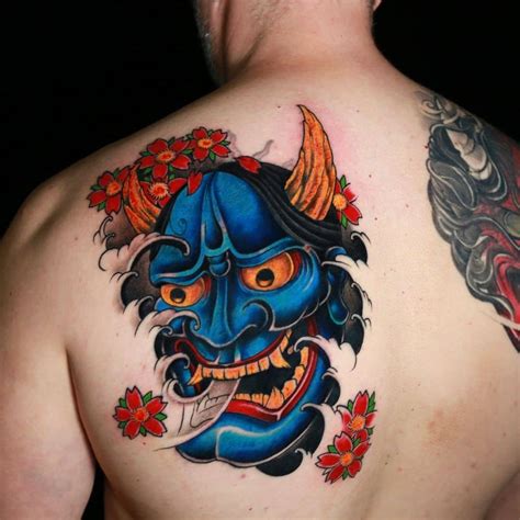 Oni Mask Tattoo Style