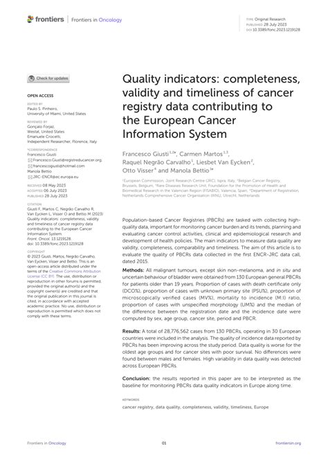 Pdf Quality Indicators Completeness Validity And Timeliness Of